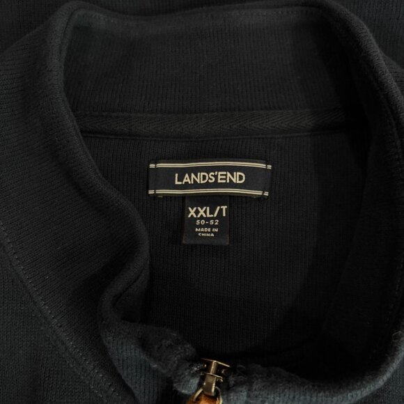 Lands' End Solid Navy Blue 100% Cotton Half-Zip Men's Pullover Sweater XXLT - Picture 4 of 6